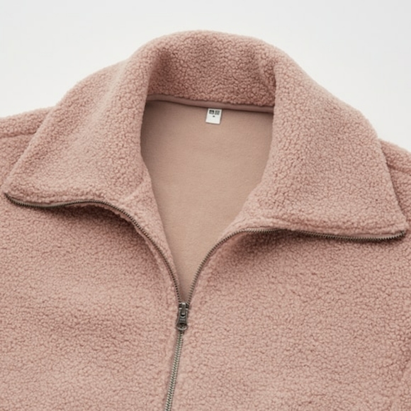 NWOT Uniqlo Cream Sherpa Fleece Pile Lined Cropped Teddy Bomber Jacket XS - Picture 2 of 16